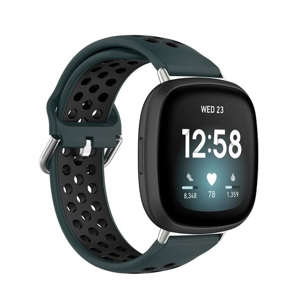 Silikon Träningsarmband Armband Versa 3/Fitbit Sense - Grön/Svart