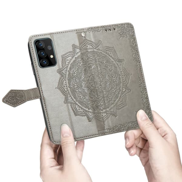 Samsung Galaxy A52 / A52s - Mandala Läder Fodral - Grå