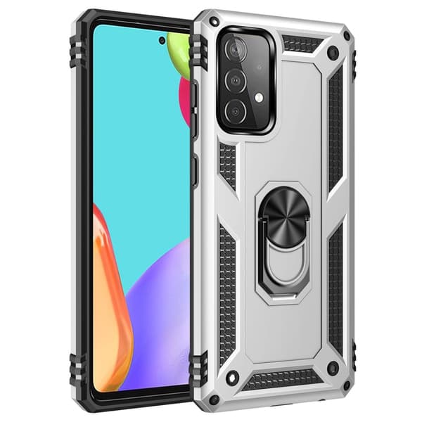 Samsung Galaxy A52 / A52s - Hybrid Armor Ring Skal - Silver