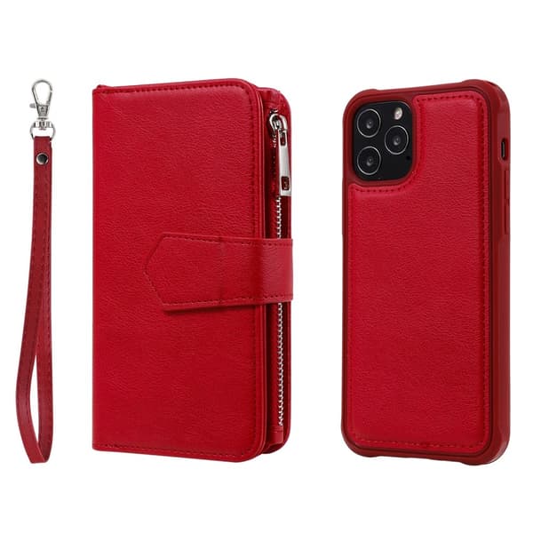 iPhone 12 / 12 Pro - 2in1 Magnet Skal / Plånboksfodral - Röd