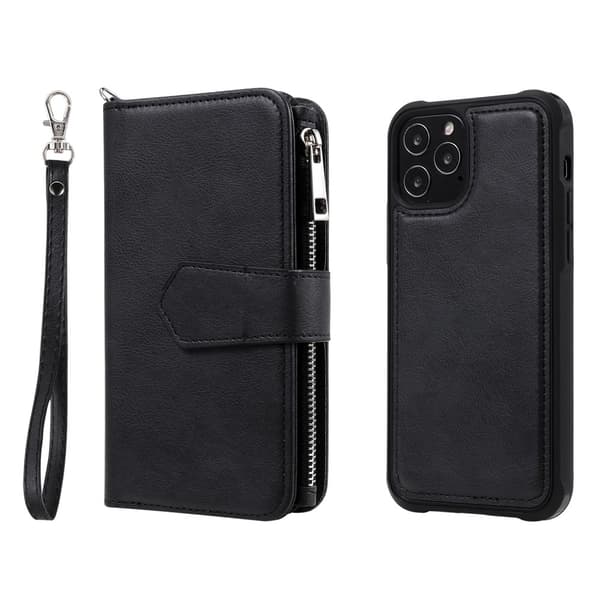 iPhone 12 / 12 Pro - 2in1 Magnet Skal / Plånboksfodral - Svart