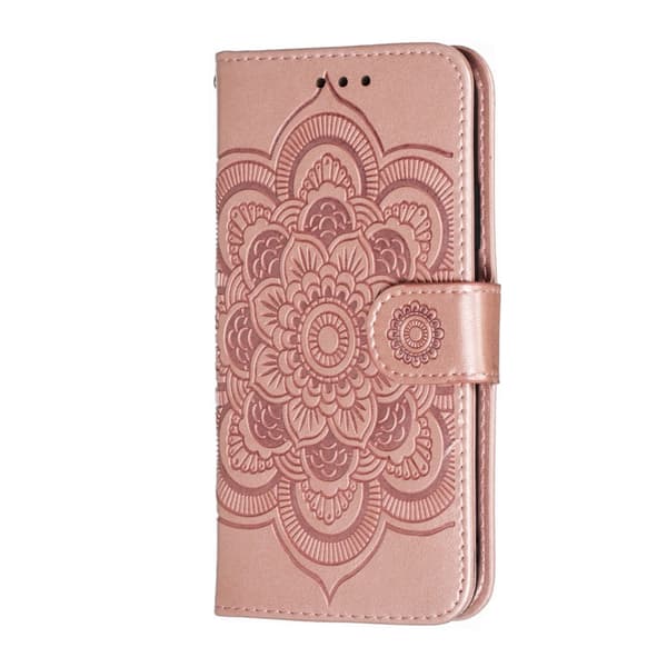 iPhone X/Xs - Mandala Läder Fodral - Roséguld