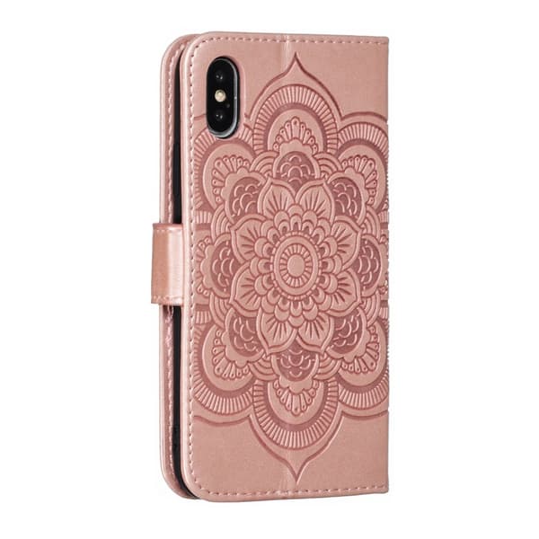 iPhone X/Xs - Mandala Läder Fodral - Roséguld