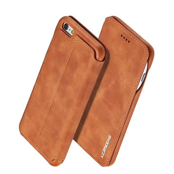 iPhone 6/6S Plus - LC.IMEEKE Retro Läder Fodral - Brun