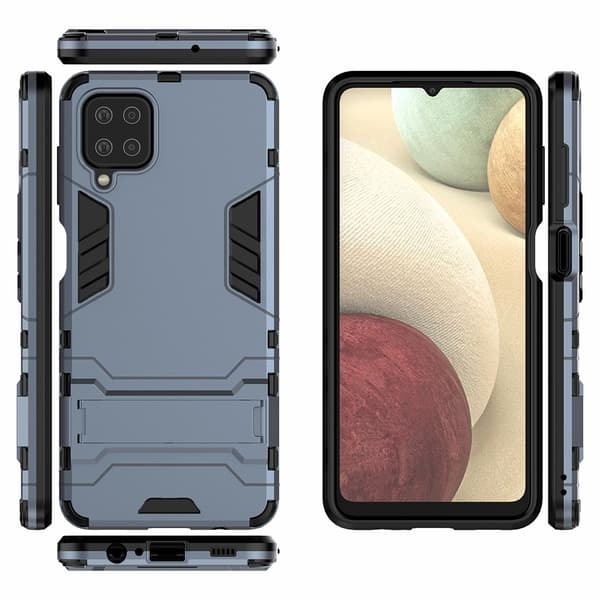 Samsung Galaxy A12 - Hybrid Skal Med Kickstand - Blå