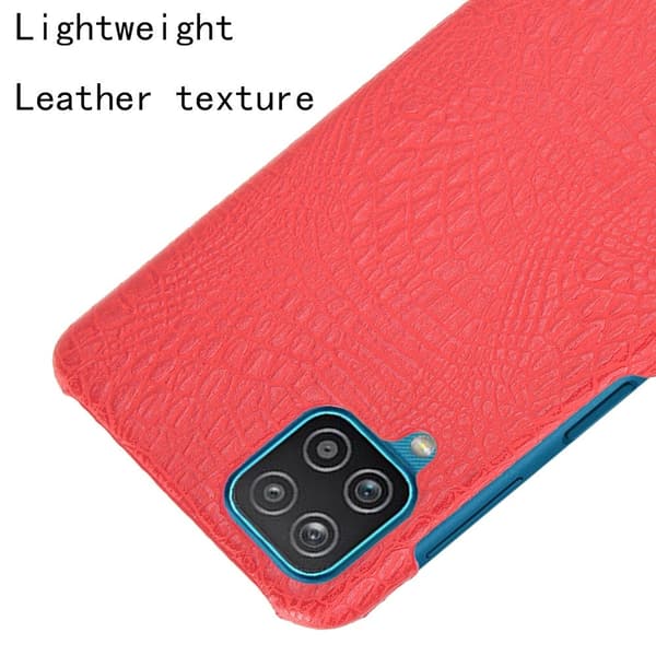 Samsung Galaxy A12 - Krokodil Textur Läder Skal - Röd