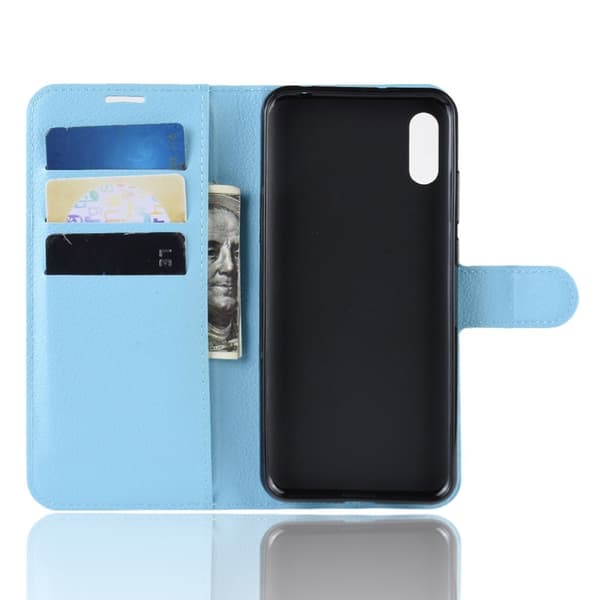 Huawei Y6 (2019) - Litchi Plånboksfodral - Ljus Blå