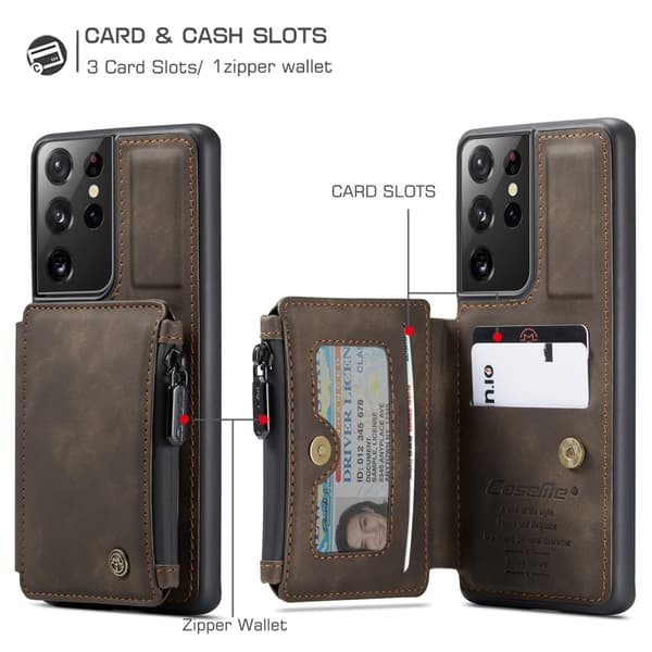 Samsung Galaxy S21 Ultra - CASEME Skal med Plånboksfunktion - Brun