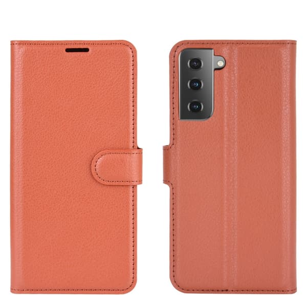 Samsung Galaxy S21 Plus - Litchi Läder Fodral - Brun