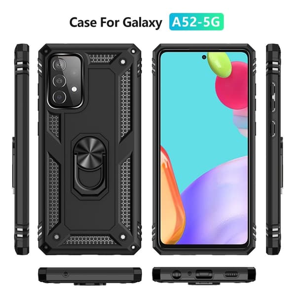 Samsung Galaxy A52 / A52s - Hybrid Armor Ring Skal - Svart