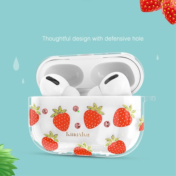 AirPods Pro - KINGXBAR Swarovski Dekor Skal - Jordgubbar