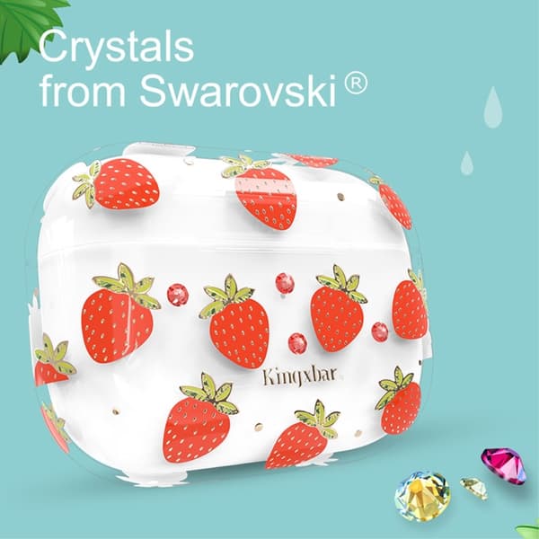 AirPods Pro - KINGXBAR Swarovski Dekor Skal - Jordgubbar