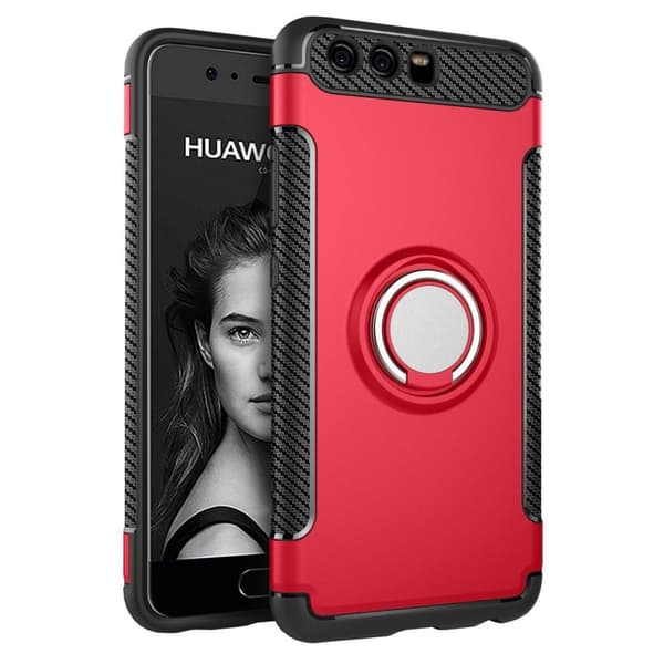 Huawei P10 - Armour Ring Skal - Röd