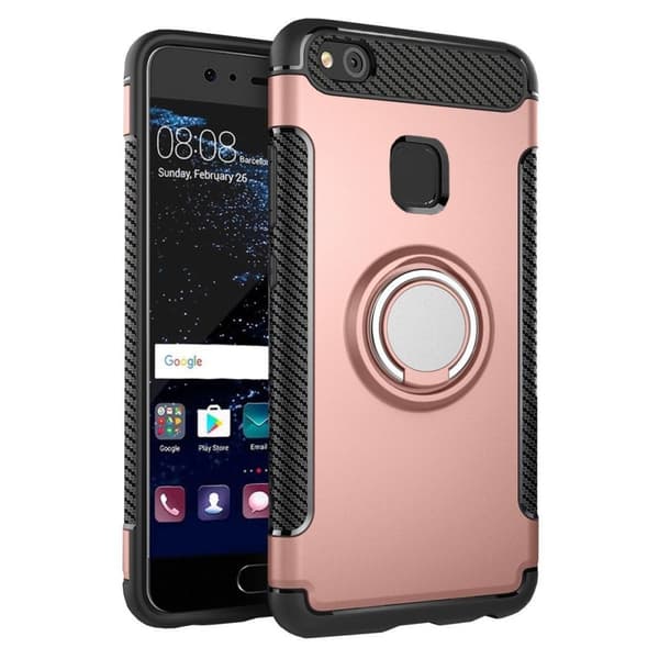 Huawei P10 Lite - Armour Ring Skal - Roséguld
