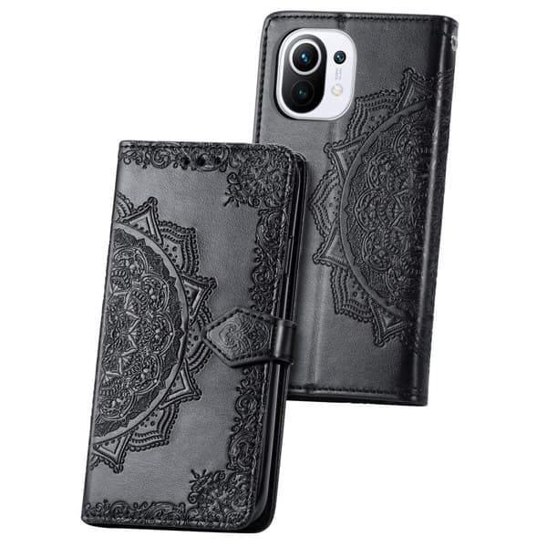 Xiaomi Mi 11 - Mandala Läder Fodral - Svart
