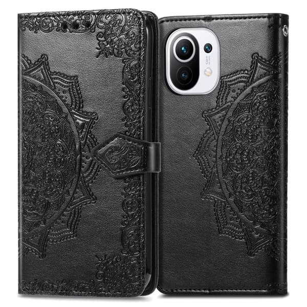 Xiaomi Mi 11 - Mandala Läder Fodral - Svart