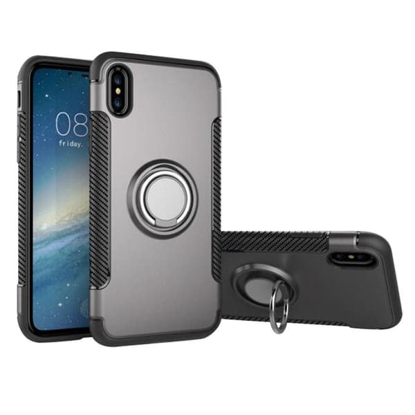 iPhone X/Xs - Armour Ring Skal - Grå