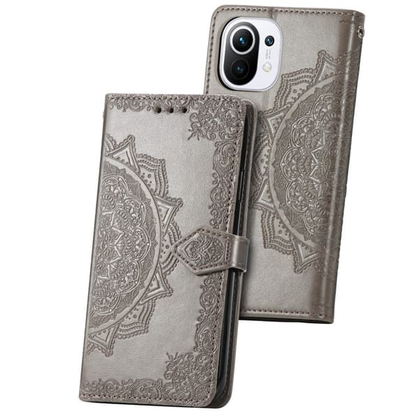 Xiaomi Mi 11 - Mandala Läder Fodral - Grå