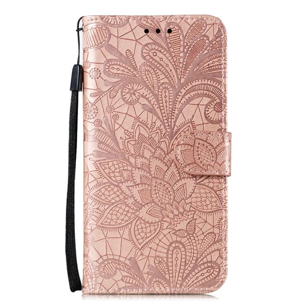 Samsung Galaxy A41 - Flower Plånboksfodral - Roséguld