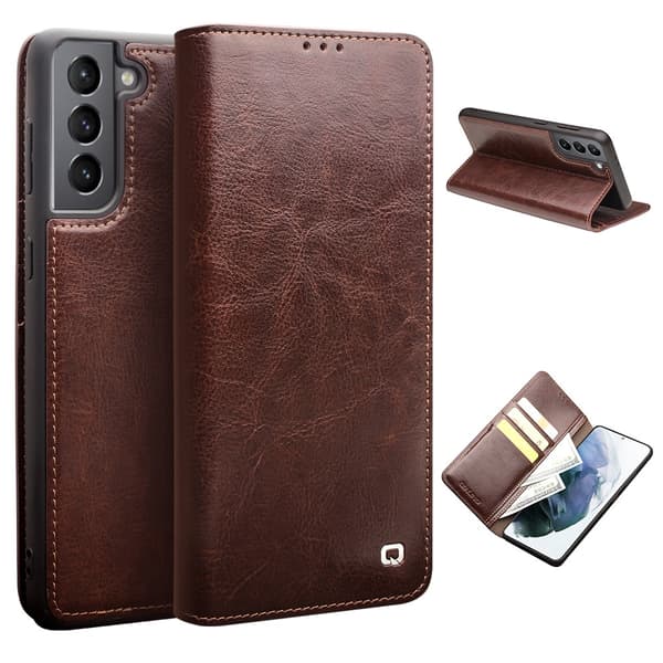Samsung Galaxy S21 Etui Ægte Læder Brun