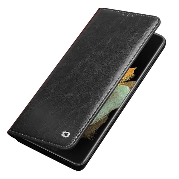 Samsung Galaxy S21 Ultra Etui Ægte Læder Sort