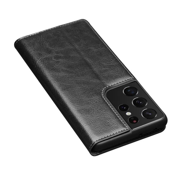 Samsung Galaxy S21 Ultra Etui Ægte Læder Sort