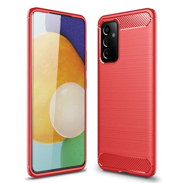 Samsung Galaxy A82 5G Kuori Harjattu Hiilikuiturakenne Punainen