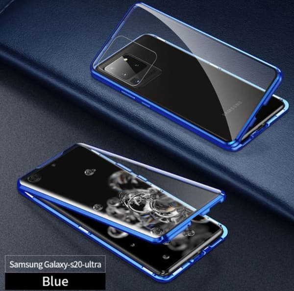 Dubbelsidigt glas magnetisk metall för Samsung Note 10 blå