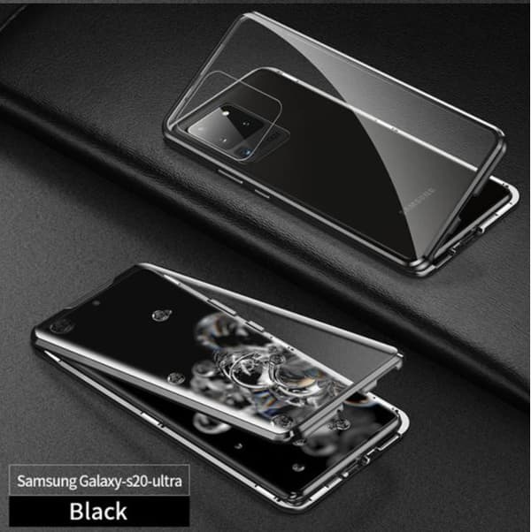 Dubbelsidigt glas magnetisk metall för Samsung S20plus svart