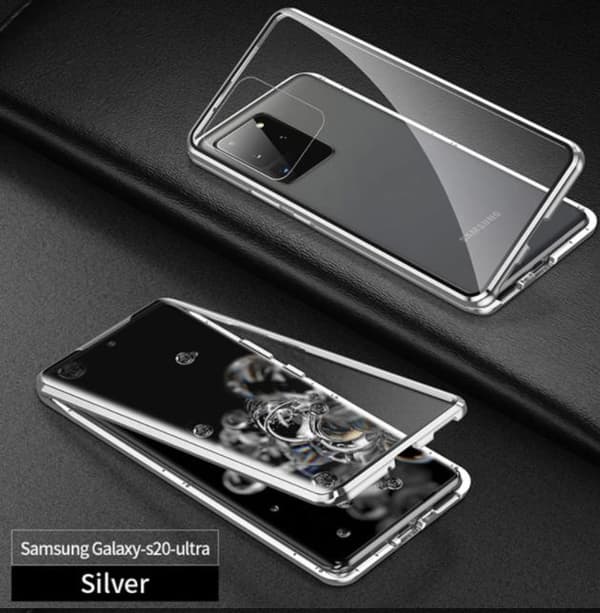 Dubbelsidigt glas magnetisk metall för Samsung S20plus silver