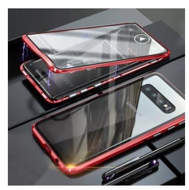 Dubbelsidigt glas magnetisk metall för Samsung S20ultra röd