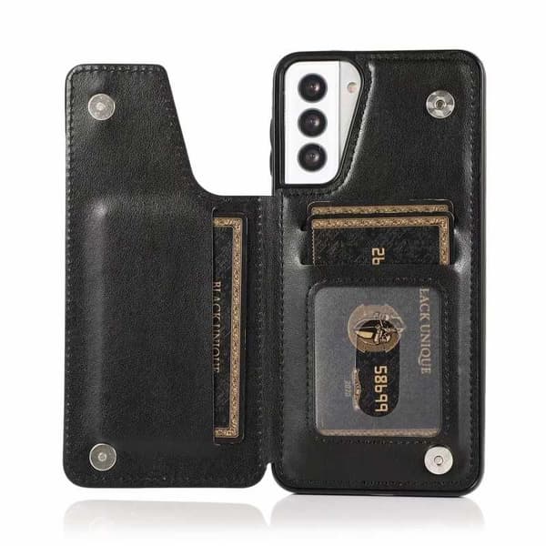 Samsung S21 Iskunkestävä Kotelo Korttiteline 3-POCKET Flippr V2 - musta