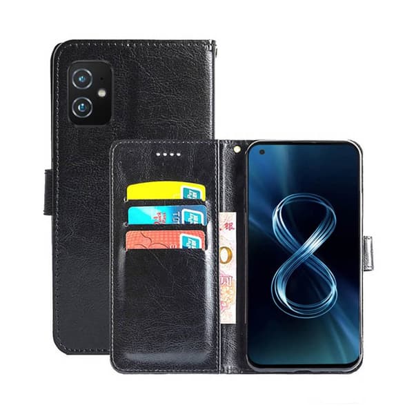 Wallet 3-kort til Asus Zenfone 8 (ZS590KS) : farve - sort