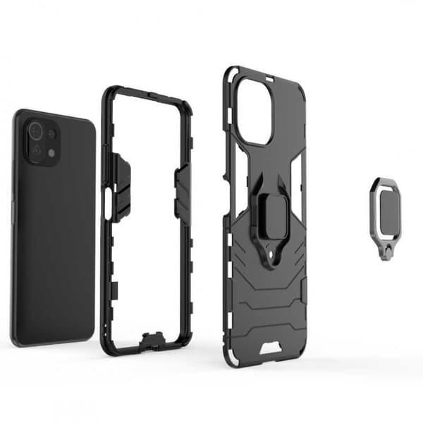 Xiaomi Mi 11 Lite stødsikkert dæksel med ringholder tynd armering