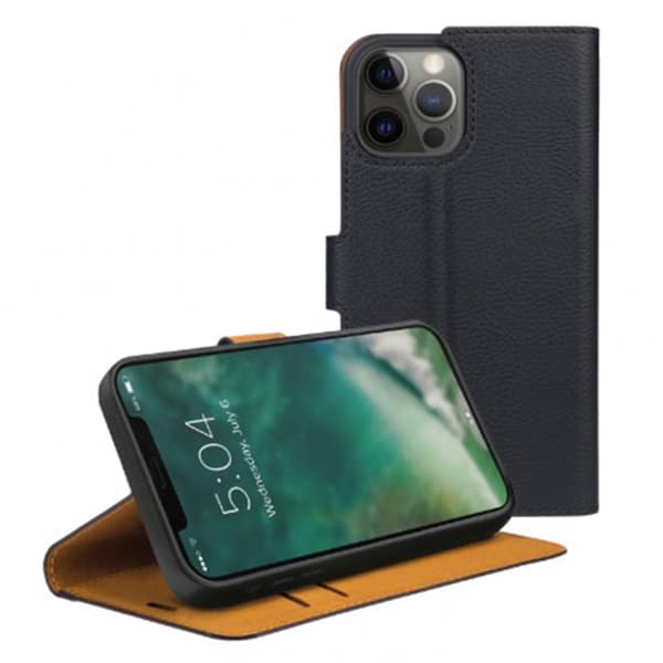 XQISIT iPhone 13 Pro Kotelo Slim Wallet Selection Musta