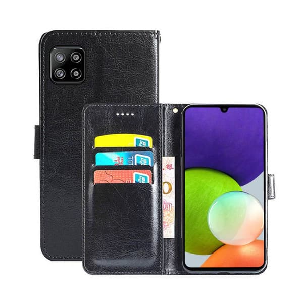 Wallet Cover 3-kort Samsung Galaxy A22 5G : farve - sort