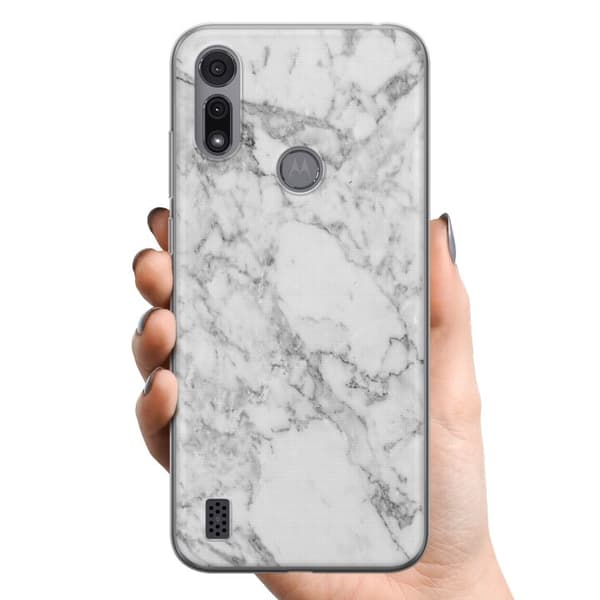 Motorola Moto E6i TPU Mobildeksel Marmor Hvit