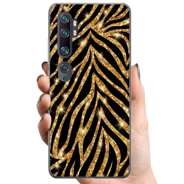 Xiaomi Mi Note 10 TPU Mobilcover Guld & Glitter