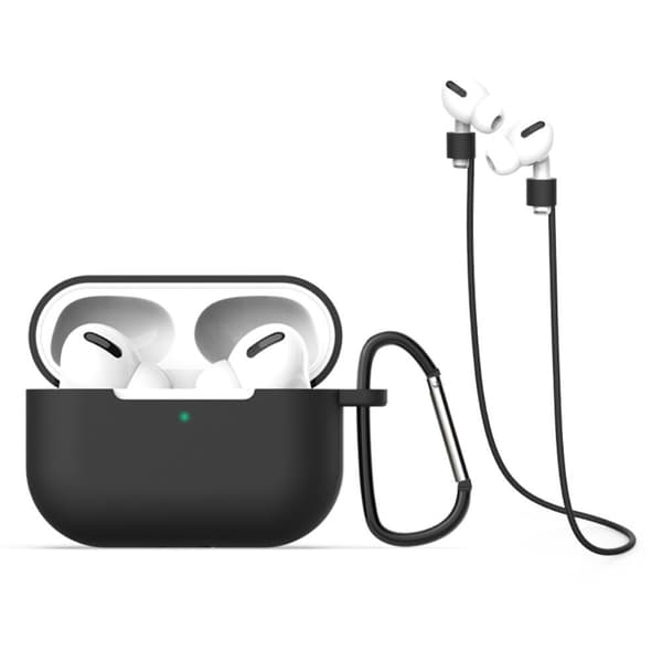 Silikonfodral till Laddningsetui med Krok & Snöre för Apple AirPods Pro - Svart