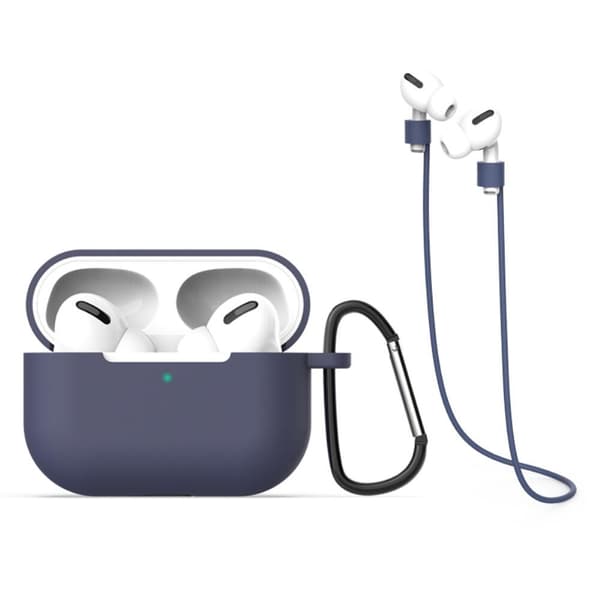 Silikonfodral till Laddningsetui med Krok & Snöre för Apple AirPods Pro - Blå