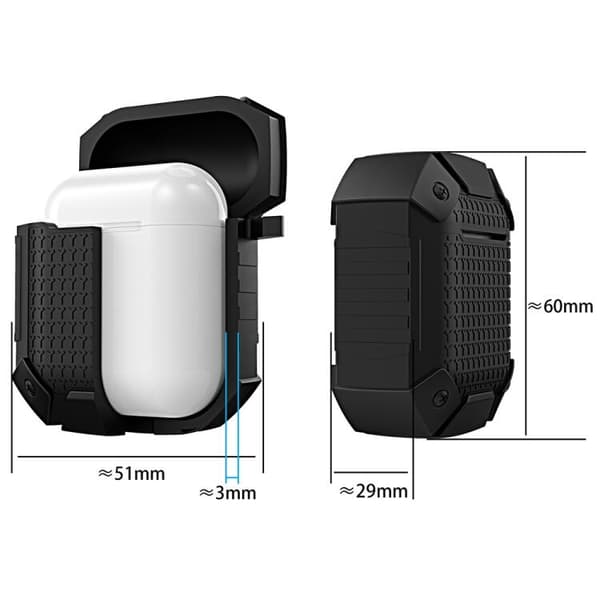 Armor Shockproof Silikonfodral för Apple AirPods Laddetui - Svart