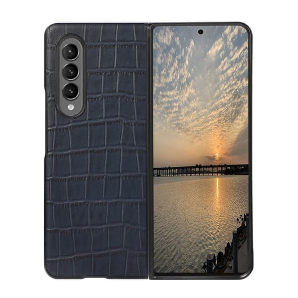 Krokotiilinahkainen kuori Samsung Galaxy Z Fold 3 : väri - sininen