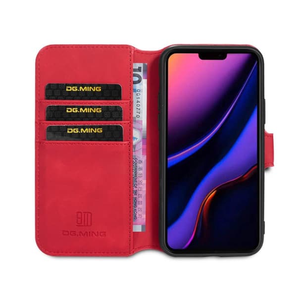 DG-Ming mobil lommebok 3-kort Apple iPhone 13 Pro Max (6,7 ") : Farge - RØD