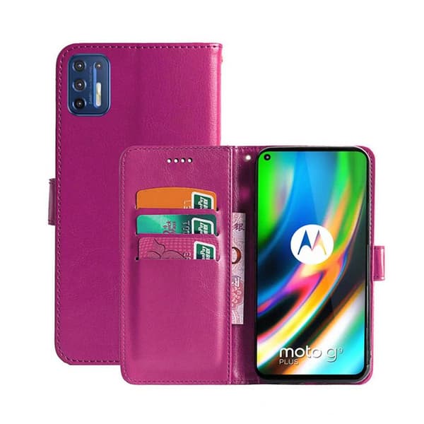 Mobilplånbok 3-kort Motorola Moto G9 Plus : Färg - Rosa