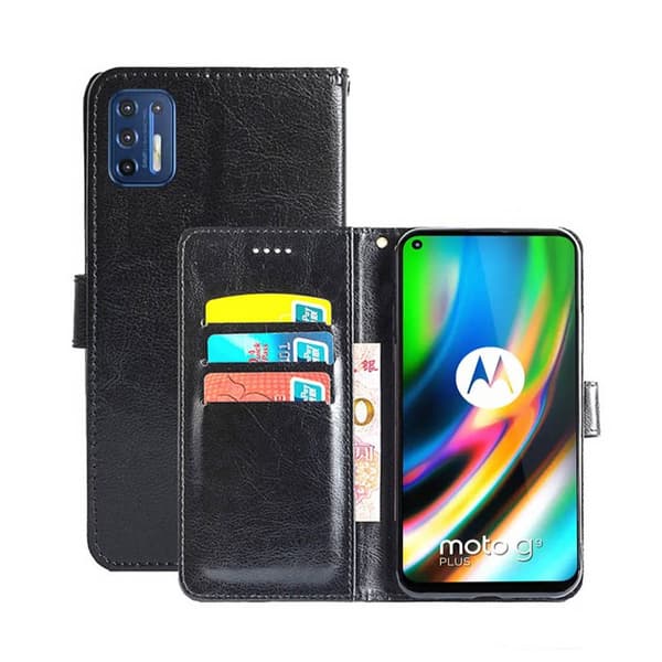 Lommebokdeksel 3-kort Motorola Moto G9 Plus : Farge - Svart