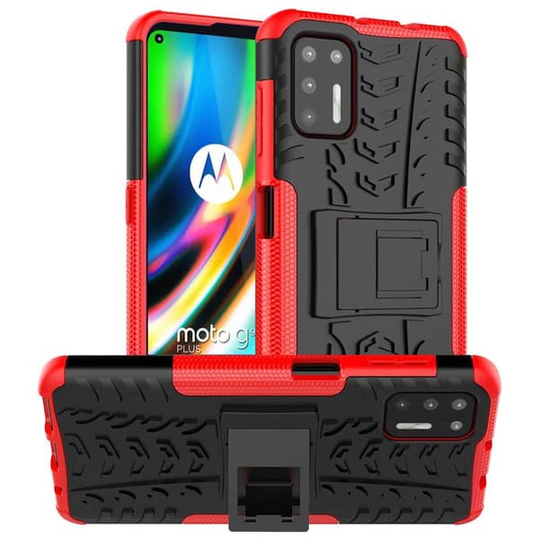Stöttåligt skal med ställ Motorola Moto G9 Plus : Färg - Röd