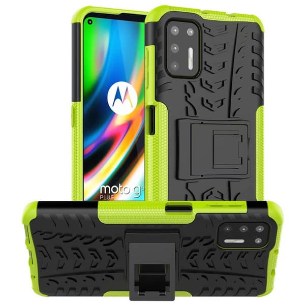 Støtsikker deksel med stativ Motorola Moto G9 Plus : Farge - Grønn