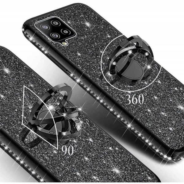 Samsung A12 5G Stötdämpande Skal med Ringhållare Strass