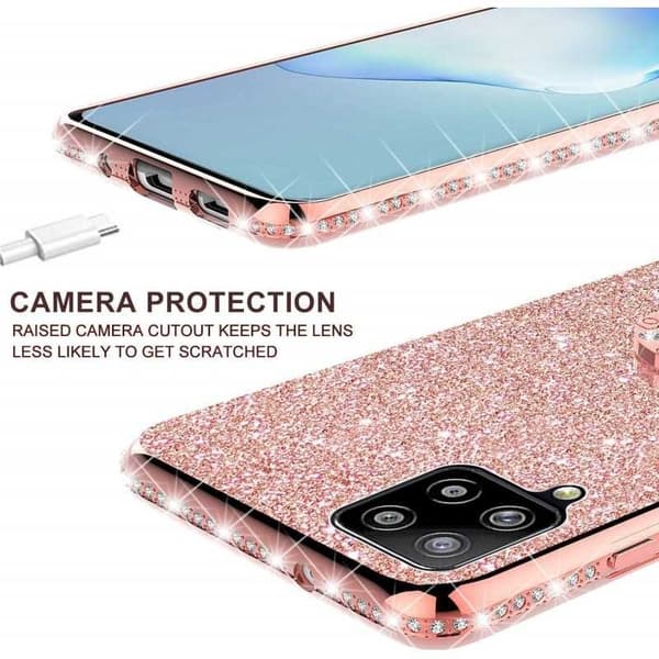 Samsung A12 5G Stötdämpande Skal med Ringhållare Strass