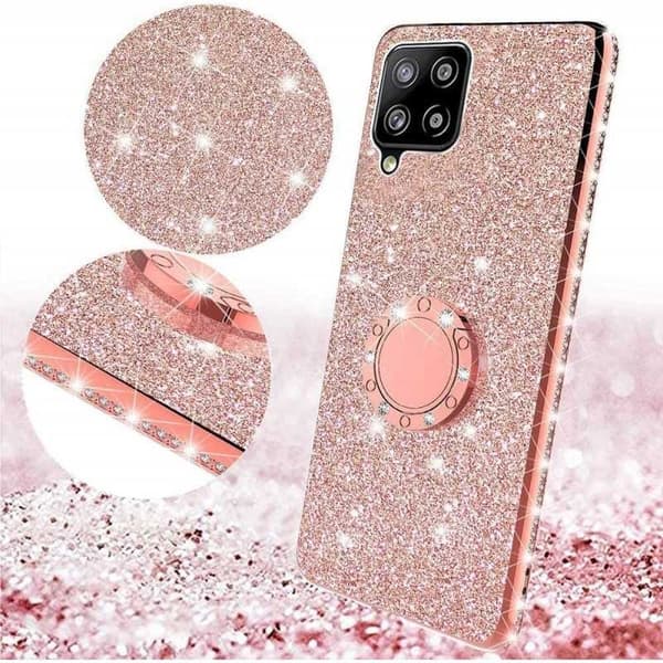 Samsung A12 5G Stötdämpande Skal med Ringhållare Strass